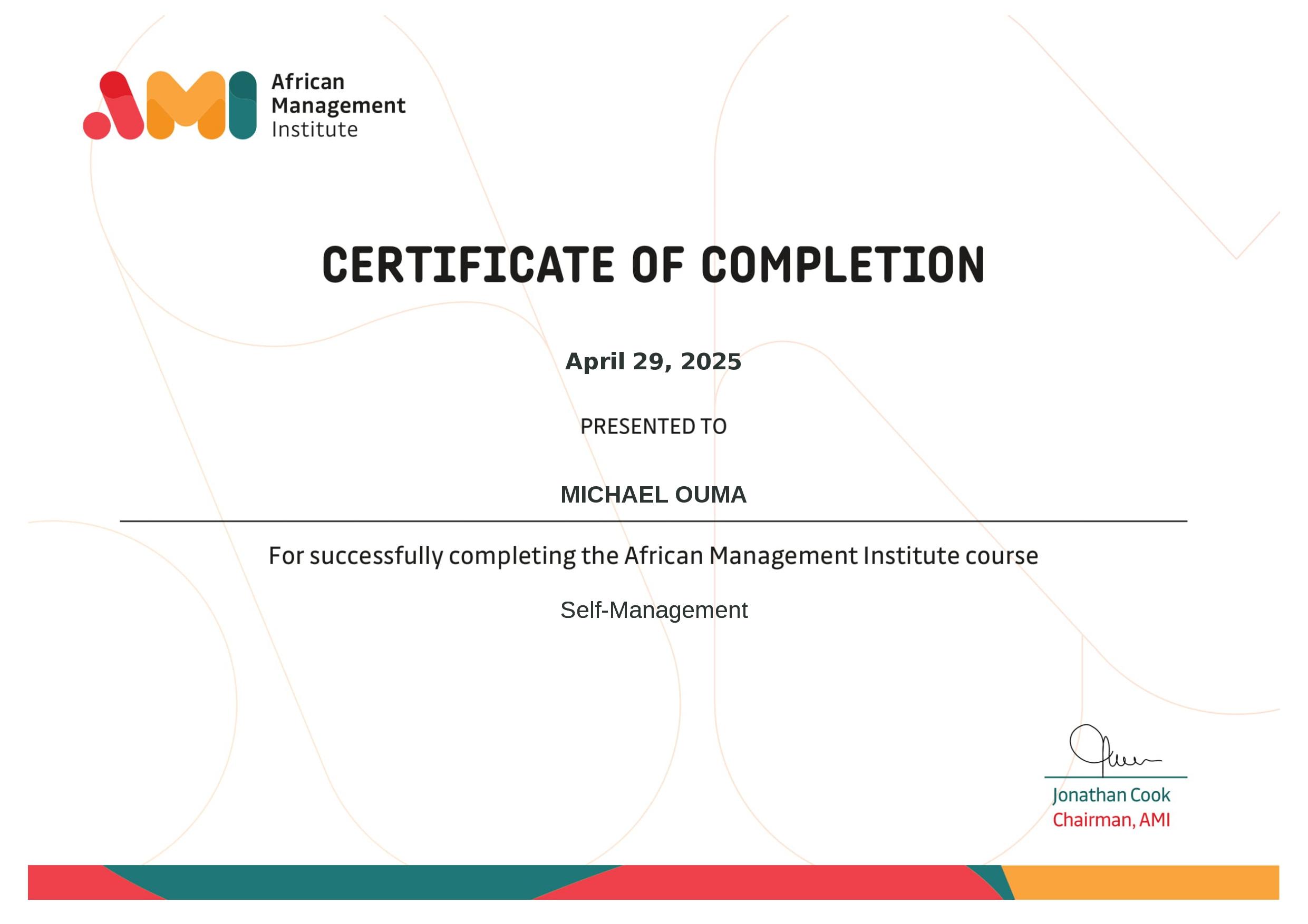 Self Management Certificate
